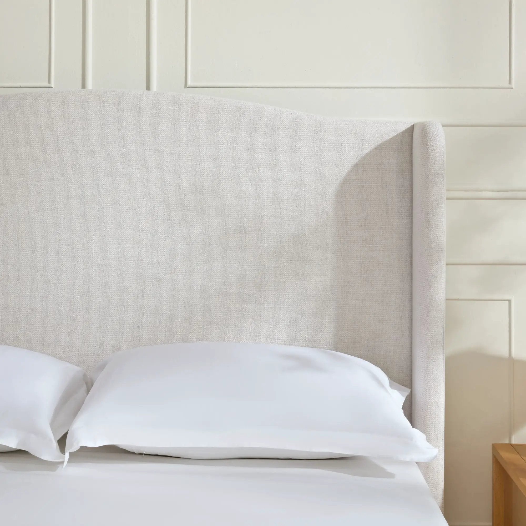 Hannah - Upholstered Wingback Bed Size / Tall Headboard Upholstered King Bed / Premium Textured Look / Minimalist Designs / No Box Spring Needed by Unique Piece Furniture