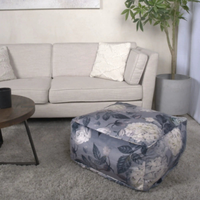 Hazel - Large Square Pouf With Flower Print by Unique Piece Furniture