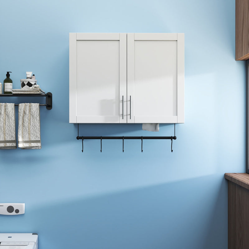 Bathroom Wall Cabinet with Adjustable Shelf, Towel Bar, and 5 Hooks by HouseOfZazla