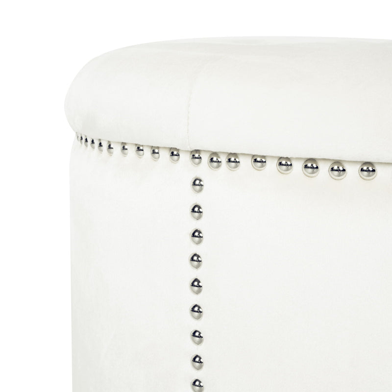 Elegant Round Ottoman Footstool With Studded Rim by HouseOfZazla
