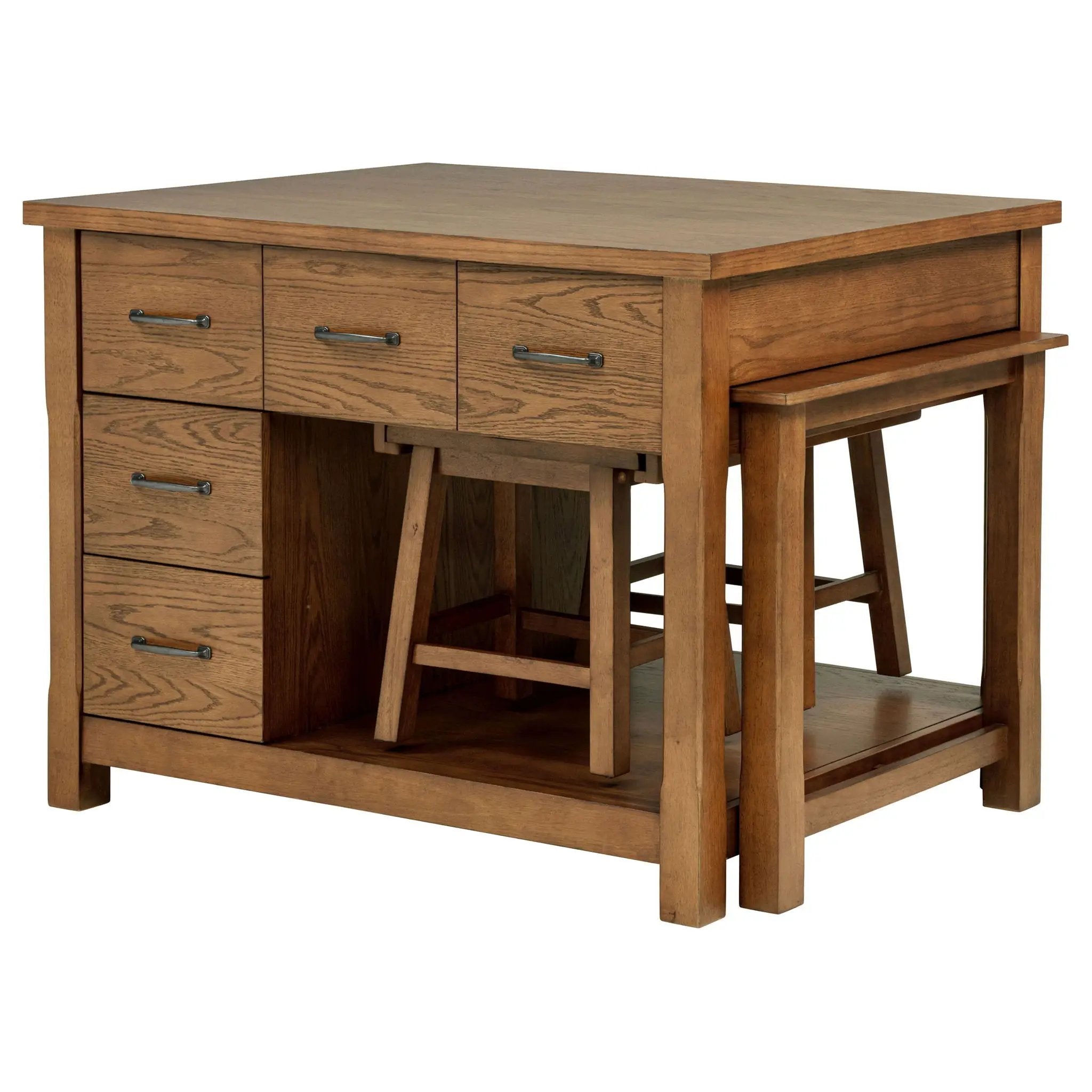 Mayfair 3-piece Kitchen Island with Extension Table Dark Oak by Unique Piece Furniture