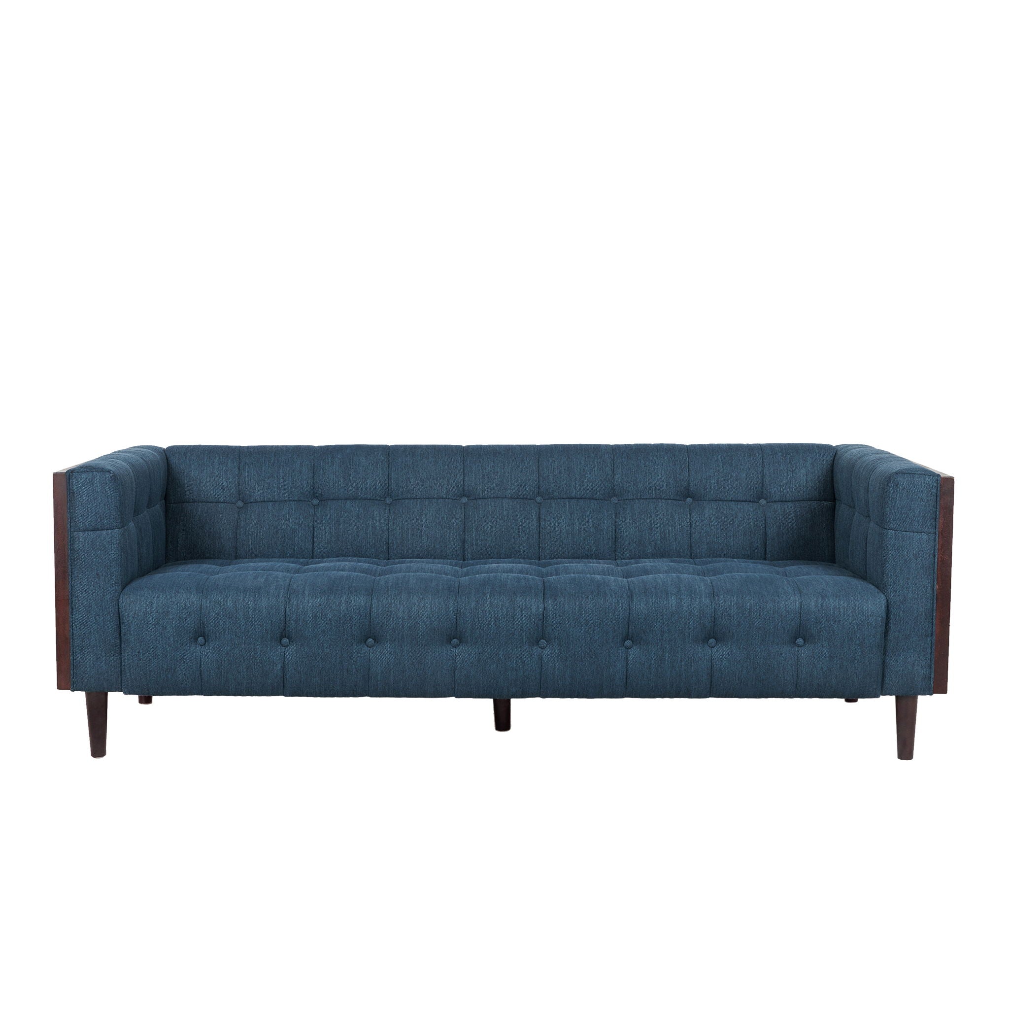 Contemporary Mid-Century Charm 3 Seater Sofa With Button Tufted Waffle Stitching by HouseOfZazla