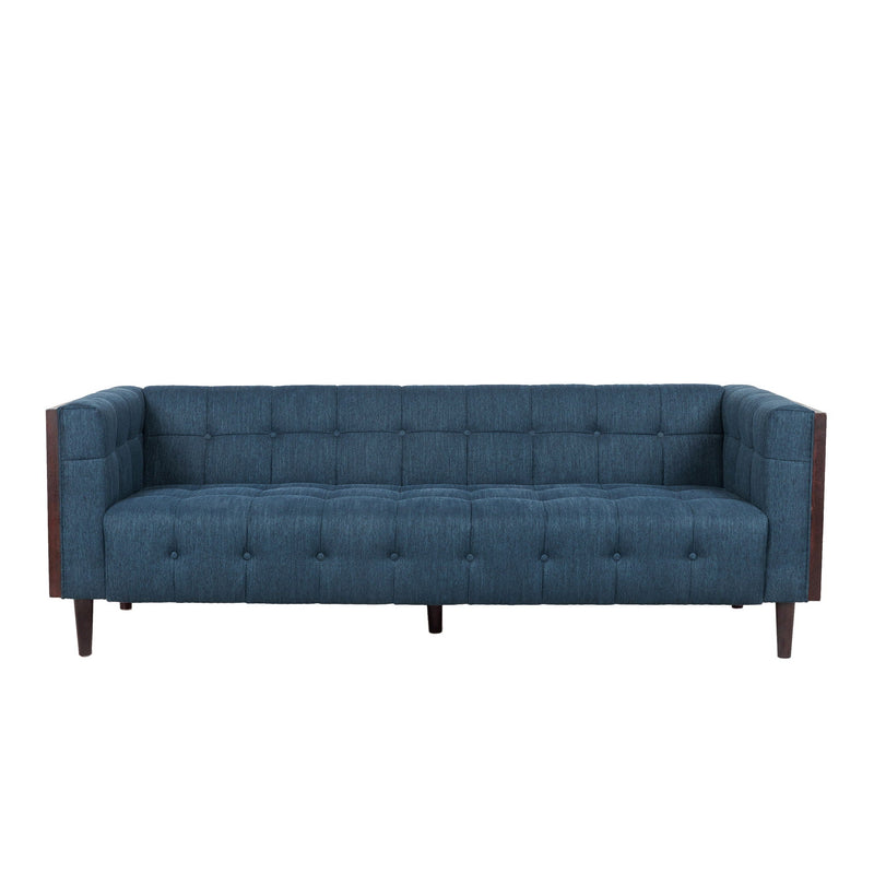 Contemporary Mid-Century Charm 3 Seater Sofa With Button Tufted Waffle Stitching by HouseOfZazla
