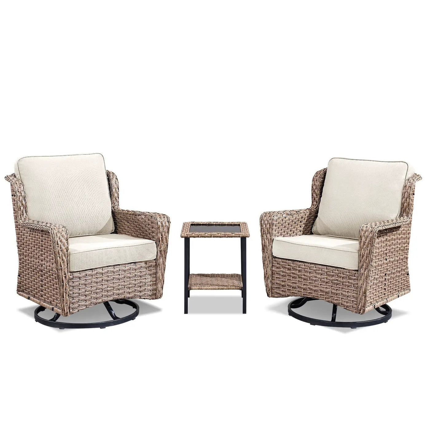 2-Person Outdoor Wicker Swivel Rocker Seating Group by HouseOfZazla