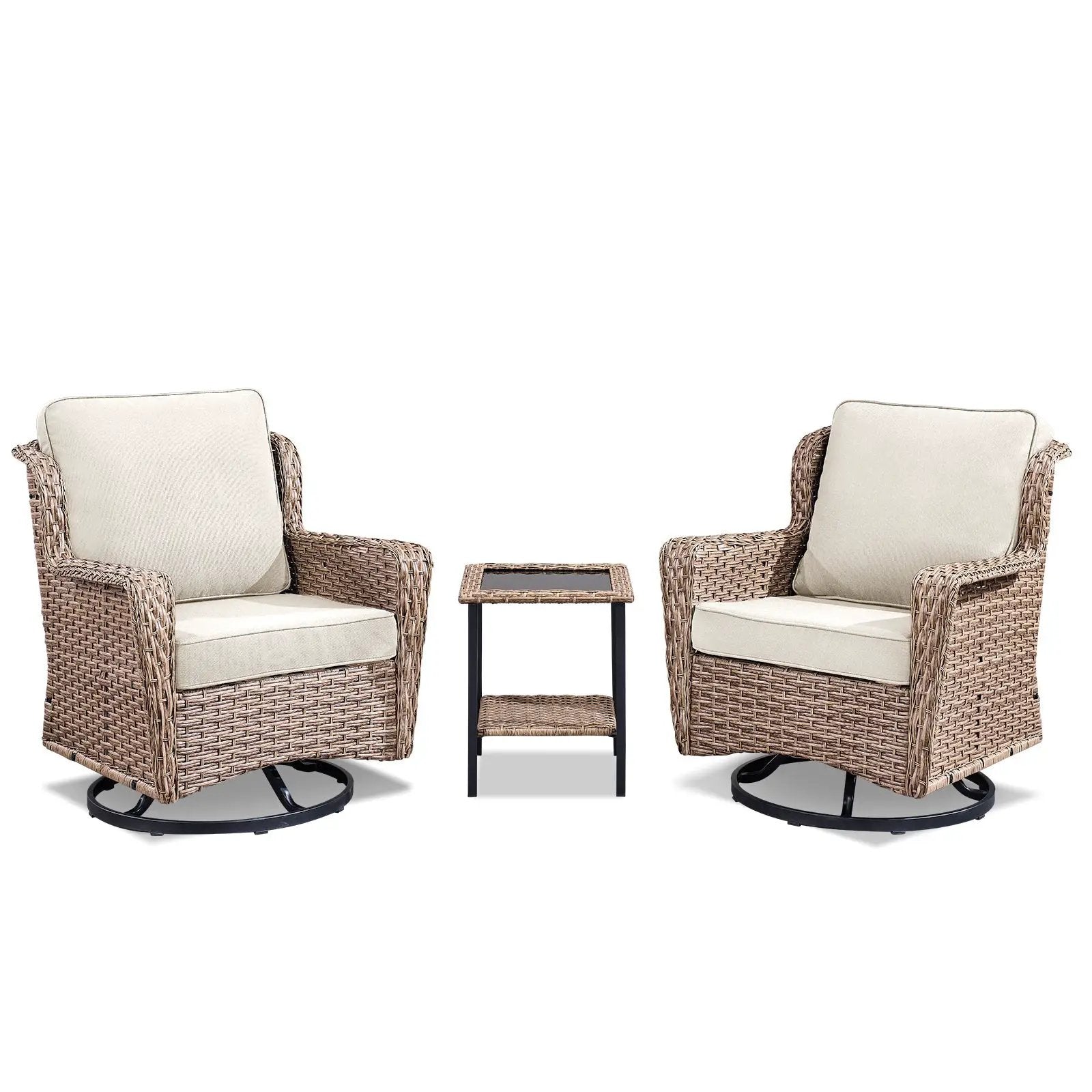 2-Person Outdoor Wicker Swivel Rocker Seating Group by HouseOfZazla