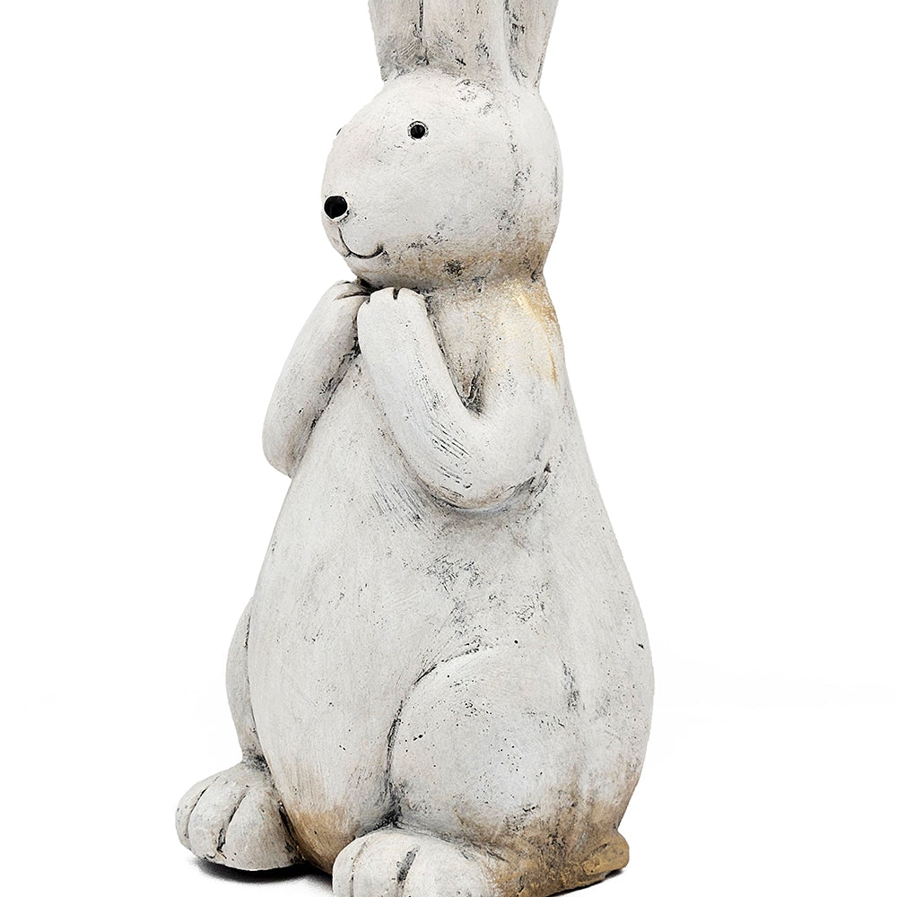 Textured Bunny Figurine with Iron Construction - White, photo 7 of 10