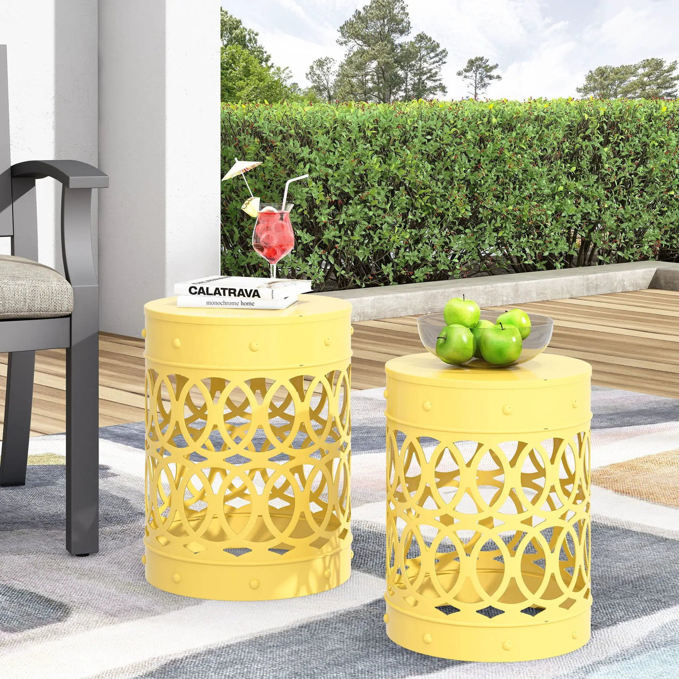 Outdoor Metal Side Table Set of 2 by HouseOfZazla
