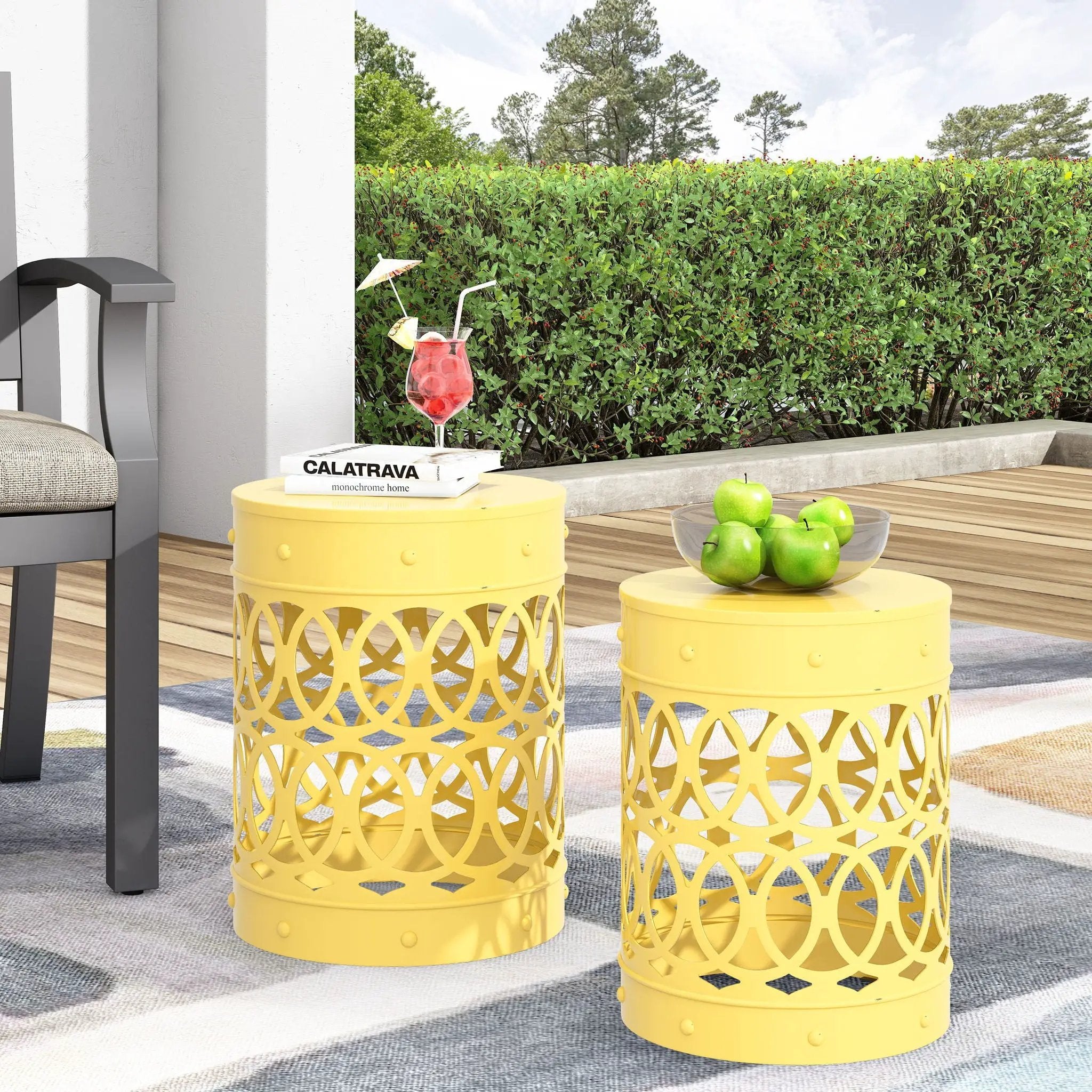 Outdoor Metal Side Table Set of 2 by HouseOfZazla