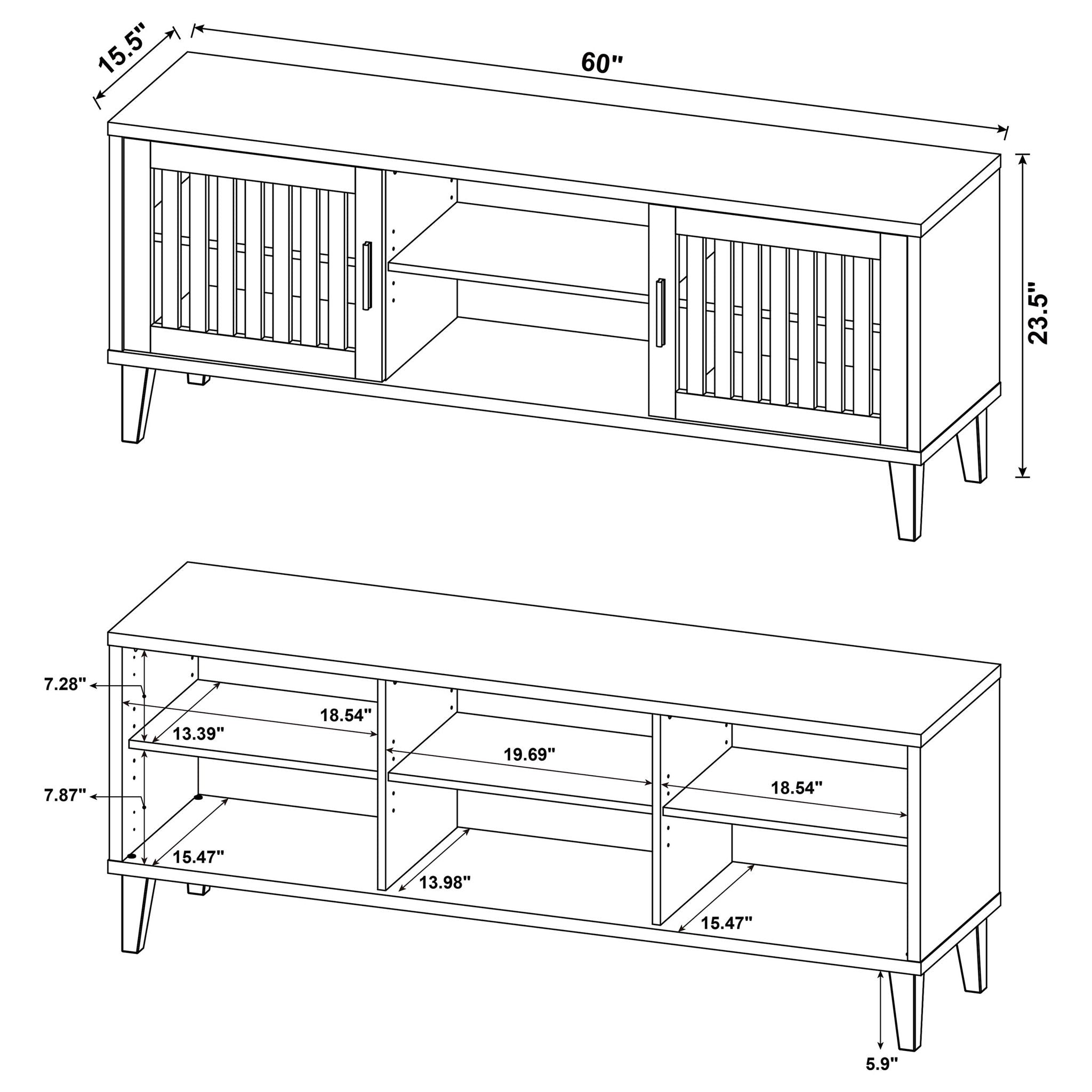 Jenine - 2 Door 60" TV Stand - Brown by HouseOfZazla