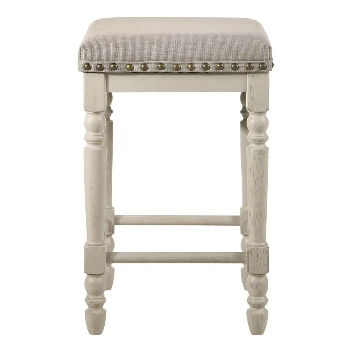 Tasnim - Counter Height Stool (Set of 2) - Tan Fabric & Antique White by Unique Piece Furniture