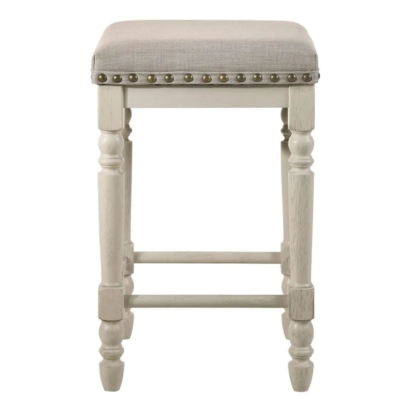 Tasnim - Counter Height Stool (Set of 2) - Tan Fabric & Antique White by Unique Piece Furniture