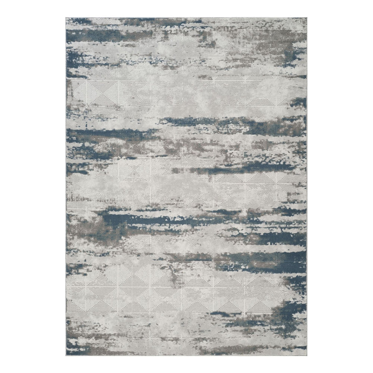 Geometric 3D Effect Area Rug - Gray / Ivory, 5'3" x 7'3"