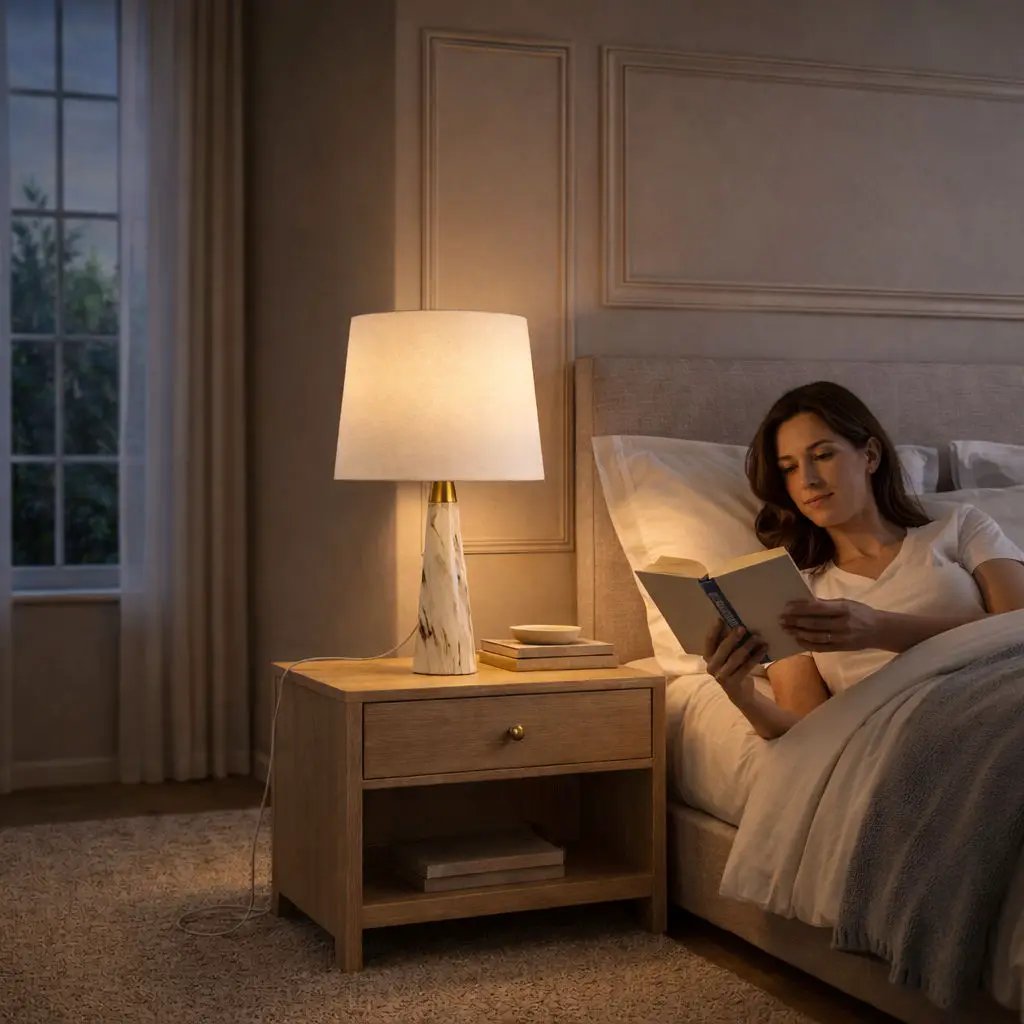 Enclave - Hydro Table Lamp With On / Off Switch Base Shade - Gold / White / White Marble by Unique Piece Furniture