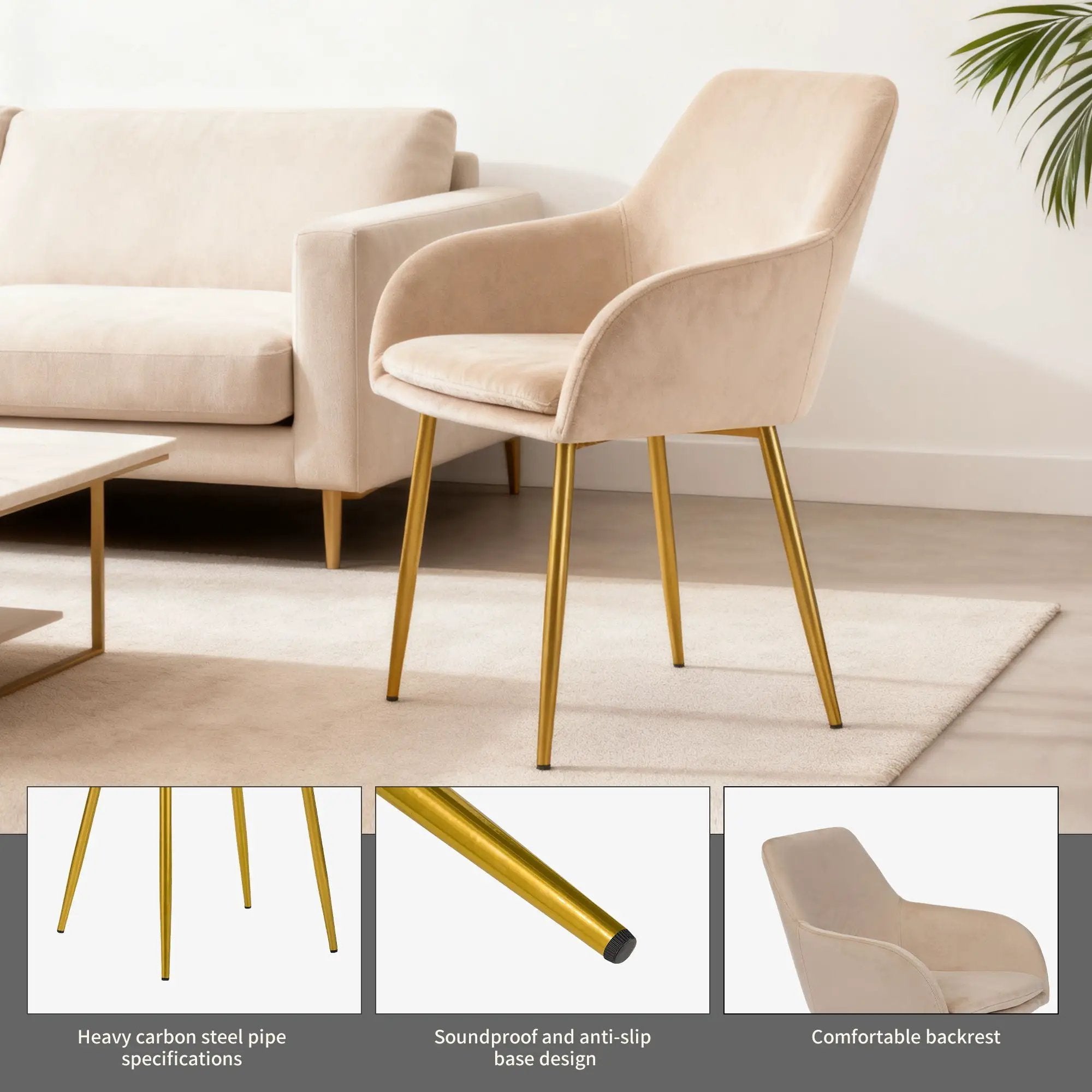 Dining Chair Set For Dining Rooms (Set of 2) - Beige by HouseOfZazla
