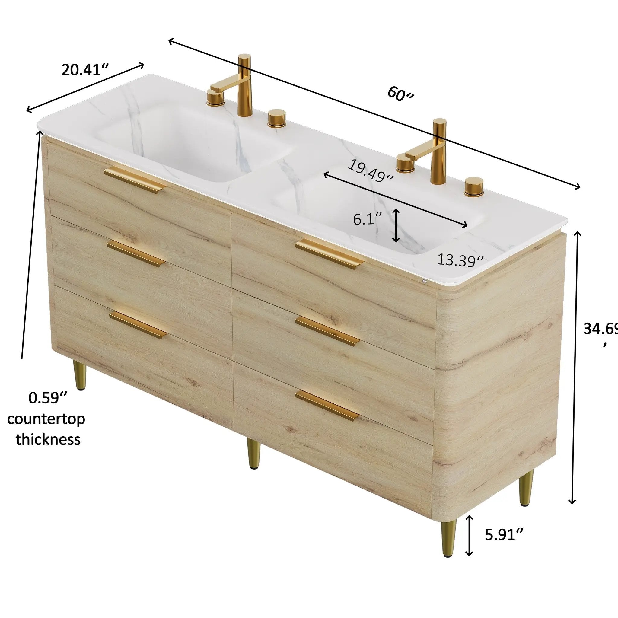 Amara 60" Bathroom Vanity & Sinks by HouseOfZazla