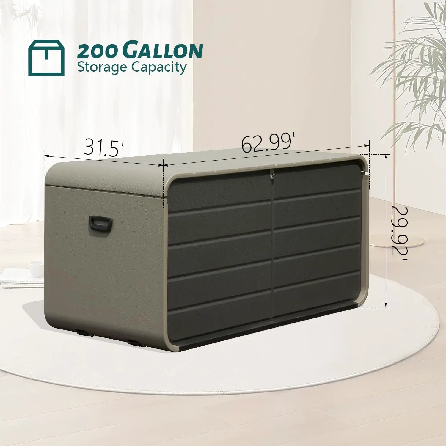 200 Gallon Plastic Deck Box with Lock and Waterproof Lid by HouseOfZazla