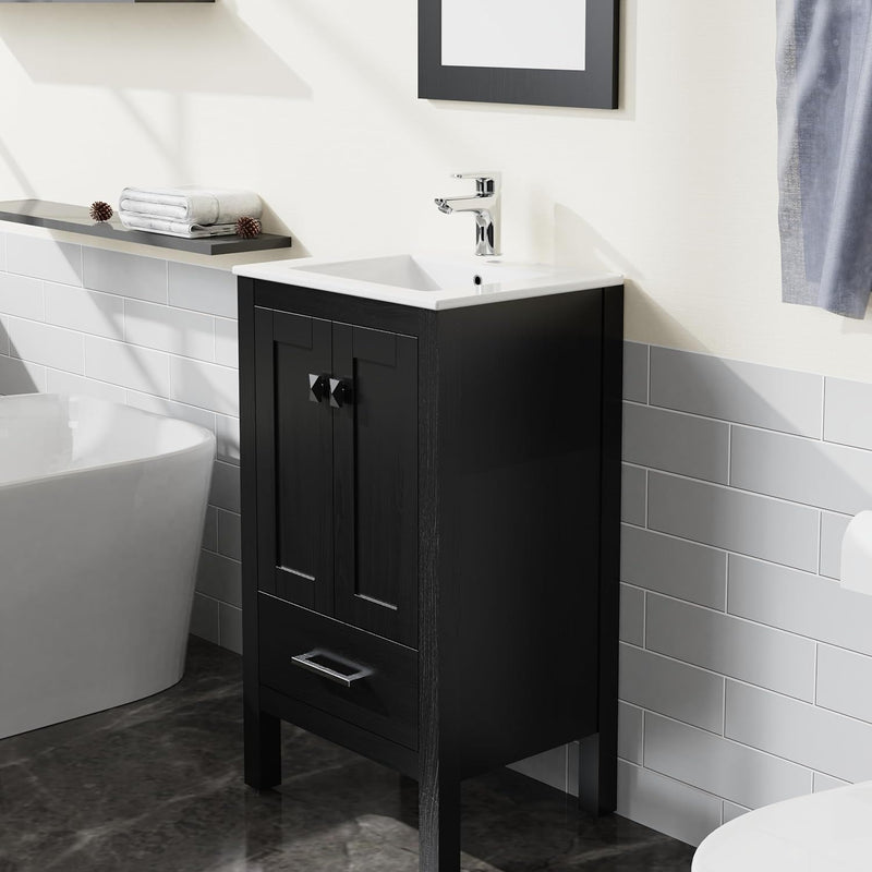 Goodyo Bathroom Vanity Sink Combo with Water-Grain Top - Black by HouseOfZazla