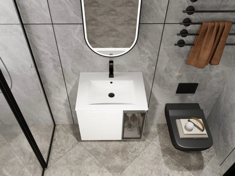 24" Wall-Mounted Bathroom Vanity With Ceramic Sink by HouseOfZazla