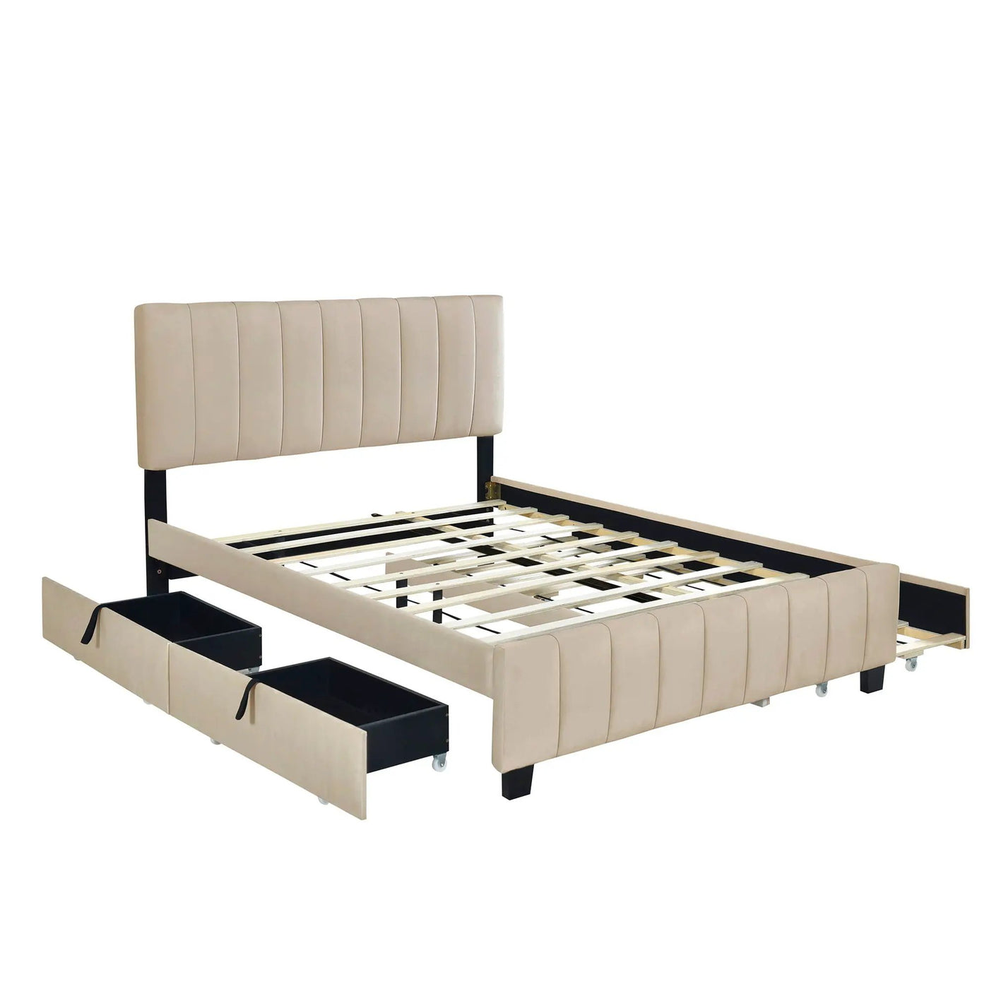Platform UpholsteredBed With 2 Drawers And Twin Long Trundle by HouseOfZazla