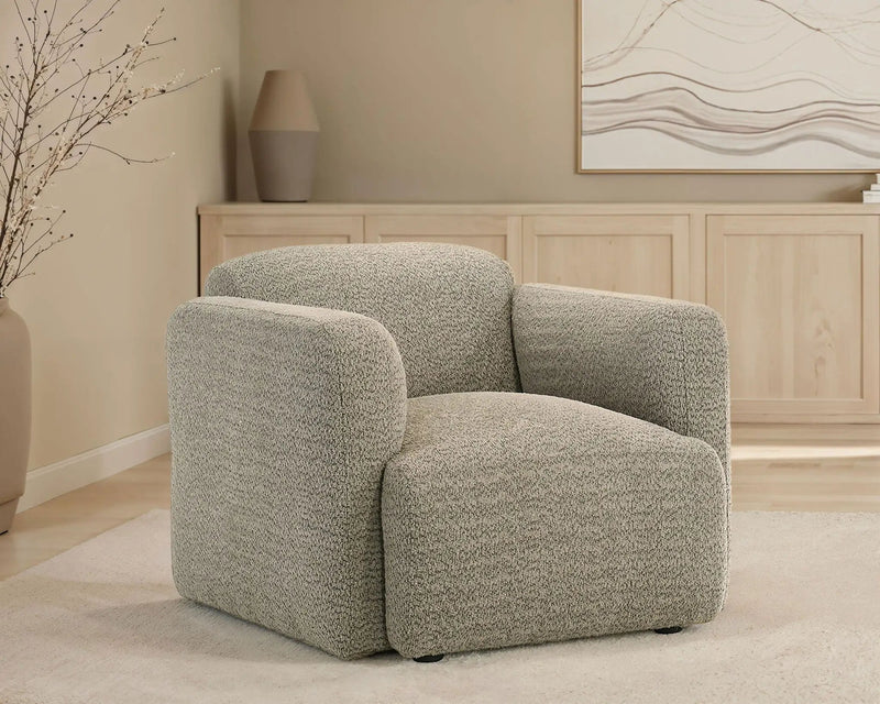 Dorset Fabric Upholstered Round Track Arm Accent Chair Brown by Unique Piece Furniture