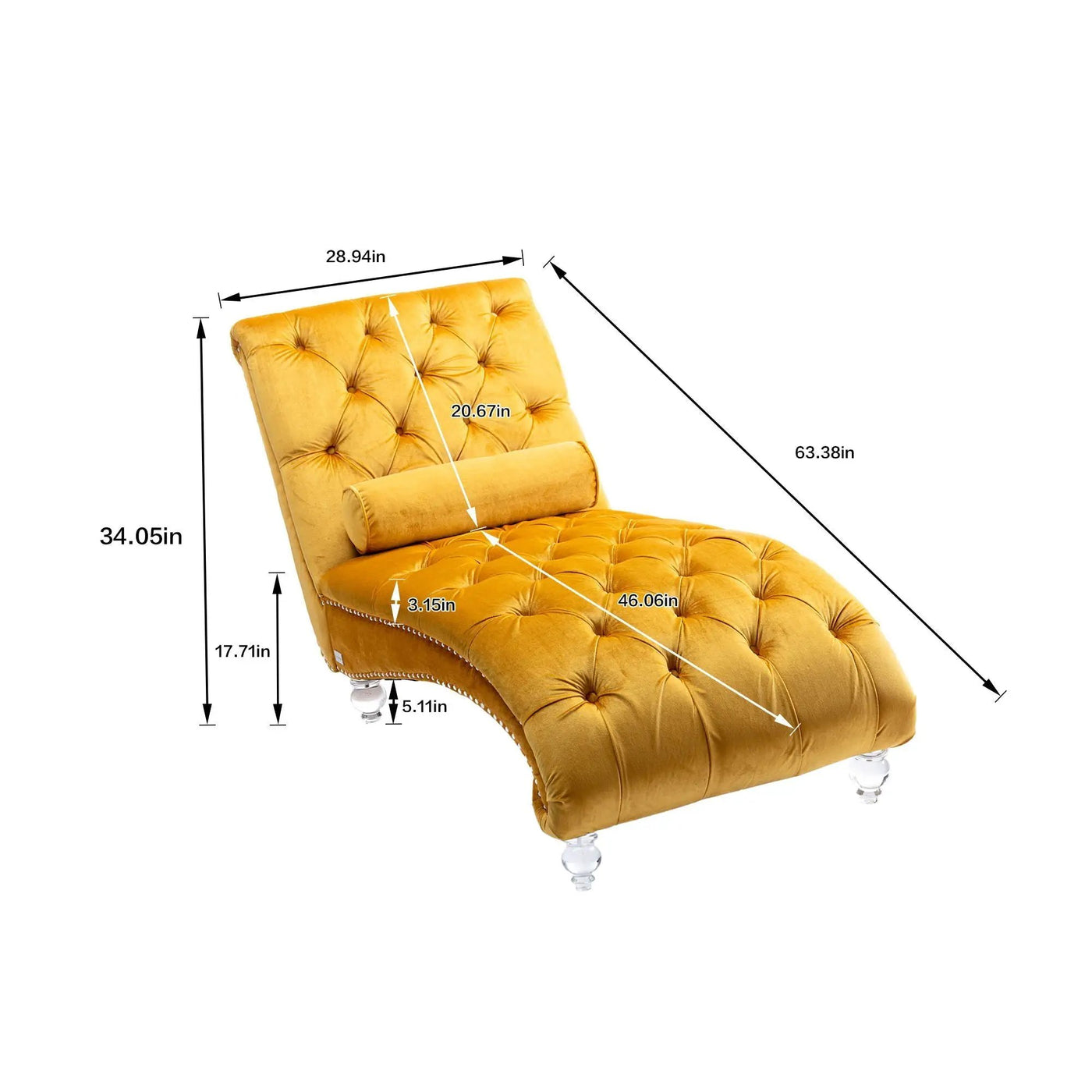 Chaise Lounge Indoor, Button Tufted Upholstered Chaise Lounge Chair With Pillow by HouseOfZazla