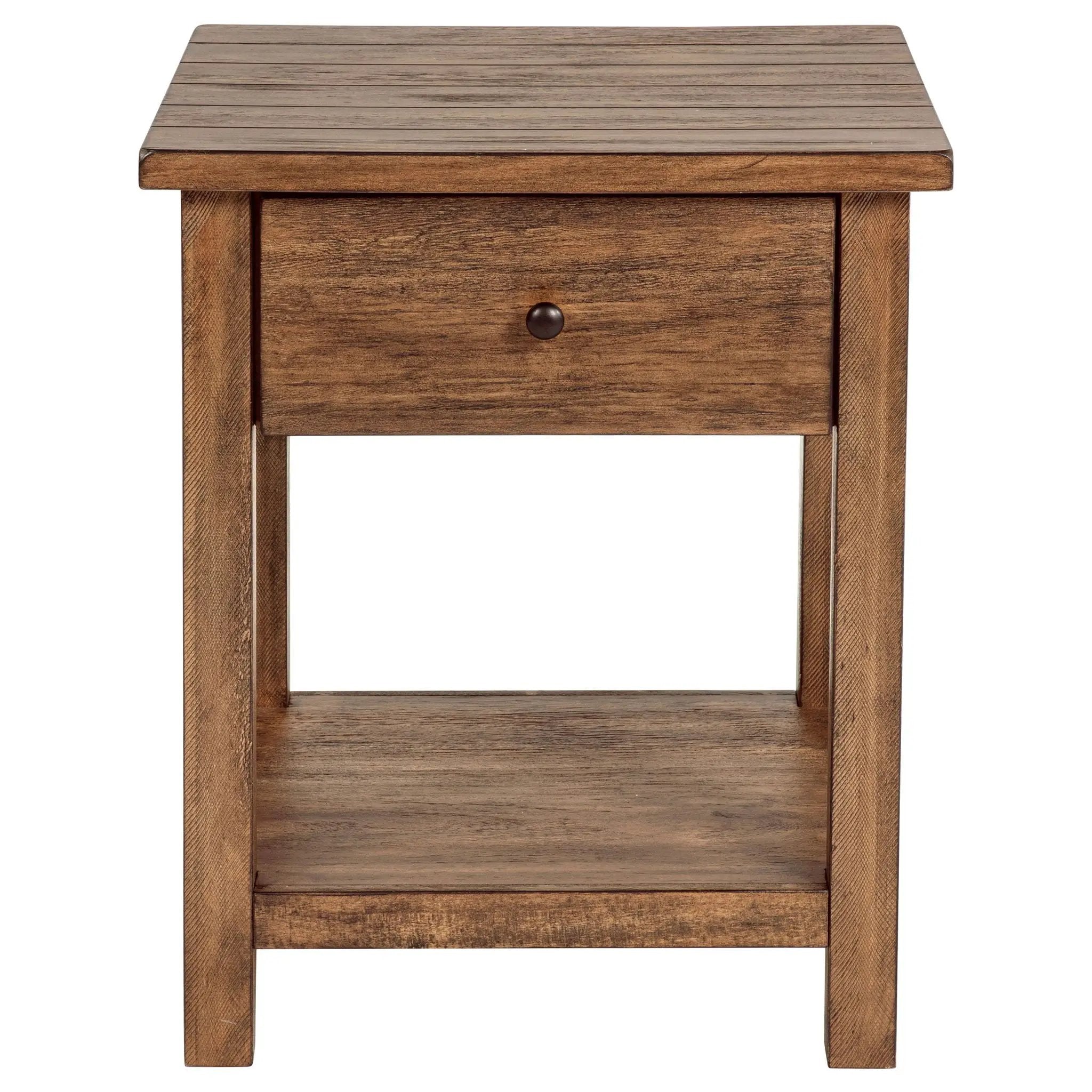 Payne 1-drawer Wood End Table with Shelf Distressed Brown by Unique Piece Furniture