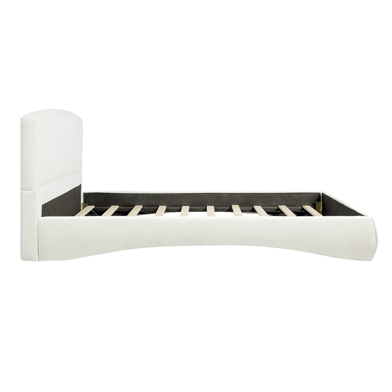 Curved Upholstered Bed with Smart Ambient Lighting - Cream, photo 6 of 10
