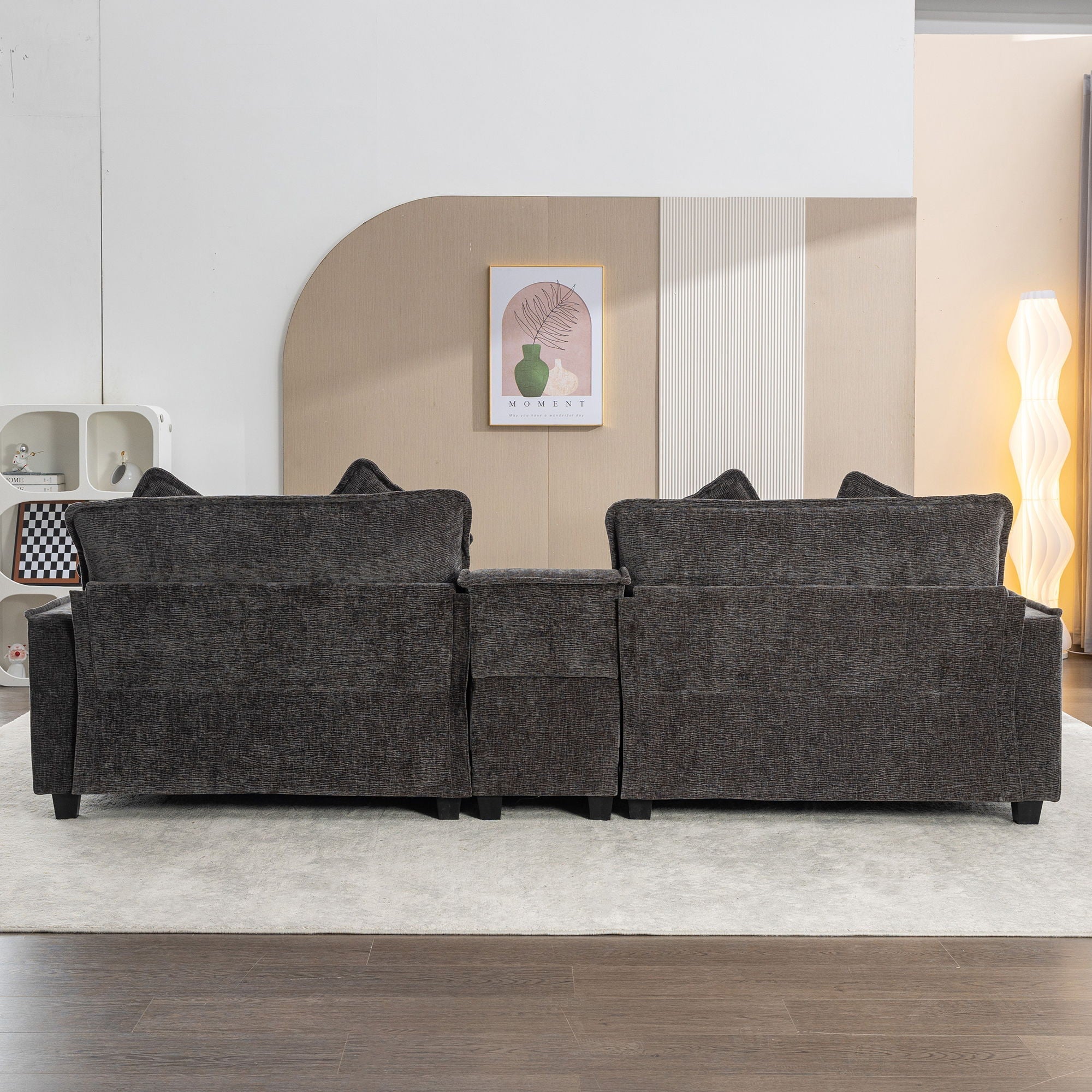 Modern Sectional Sofa With Removable Ottomans, USB Ports by HouseOfZazla