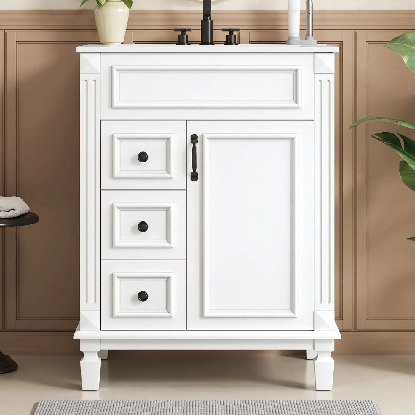 Bathroom Vanity With Sink, Compact Cabinet & 2 Drawers by HouseOfZazla