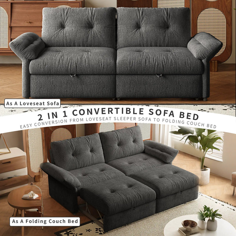 Multi-Functional Sofa Bed - 81.5 Inch Plush Chenille Sofa by HouseOfZazla