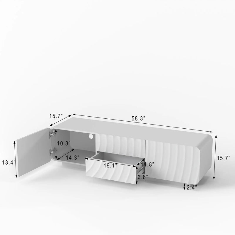 58" TV Console with Modern Unique Spiral Wave Design by HouseOfZazla