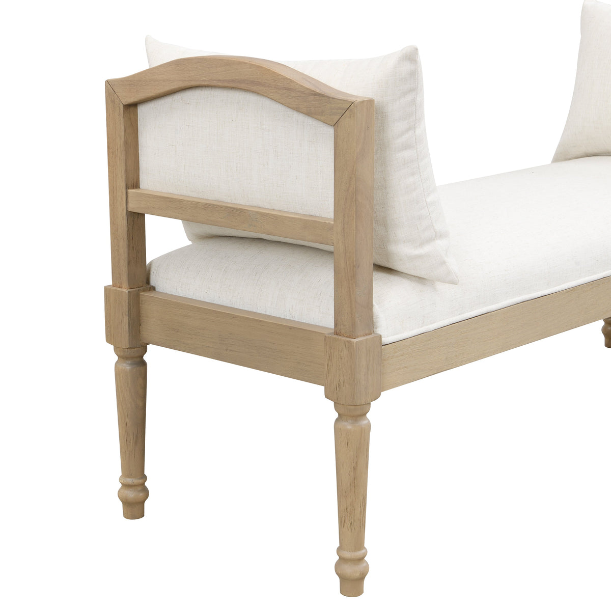 Upholstered Bench with Turned Legs & Side Cushions - Beige or Greige, photo 6 of 10