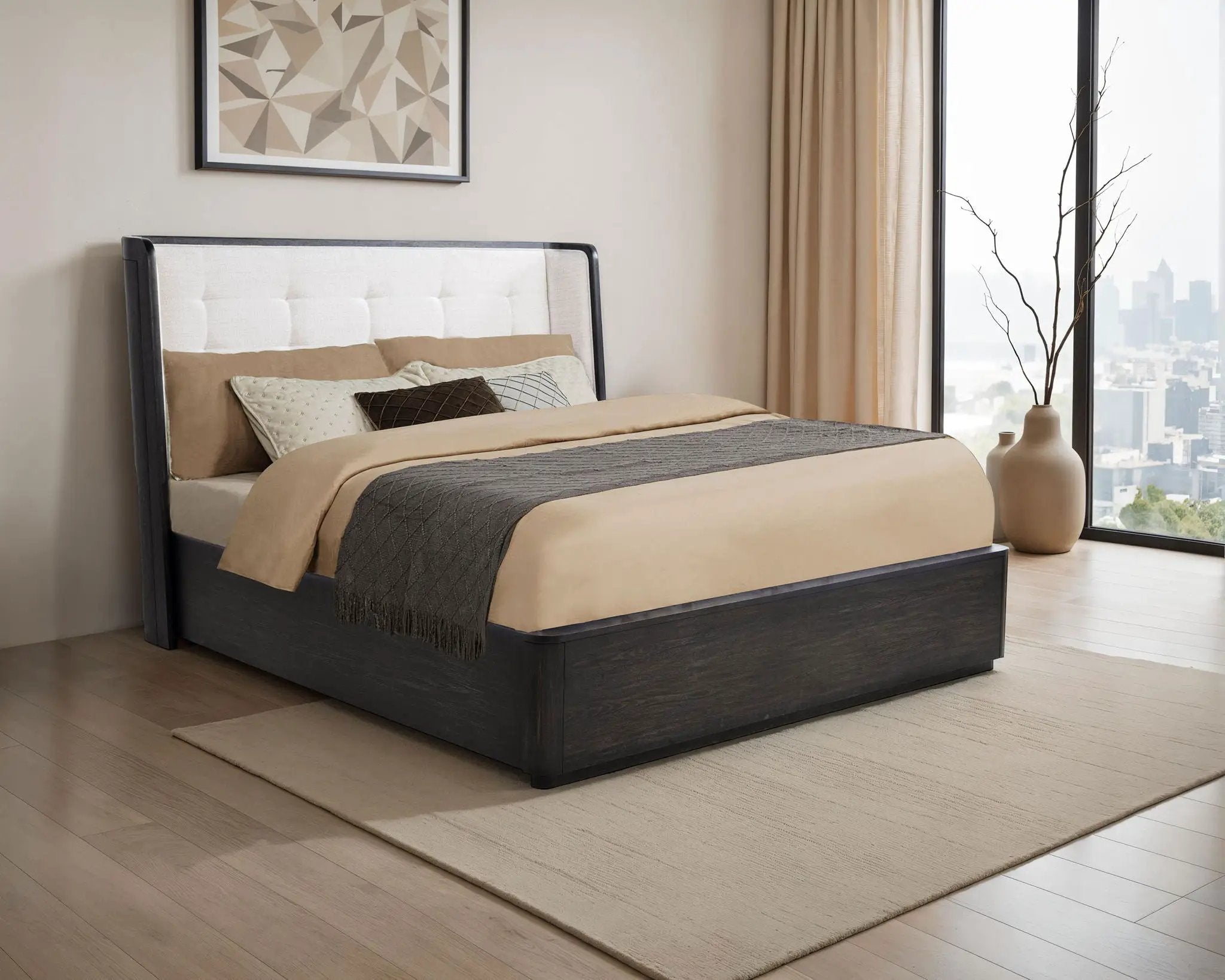 Leandro 55-inch California King Wingback Bed Burnished Black by Unique Piece Furniture