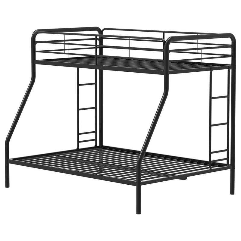 Carson Metal Twin Over Full Bunk Bed Glossy Black by Unique Piece Furniture