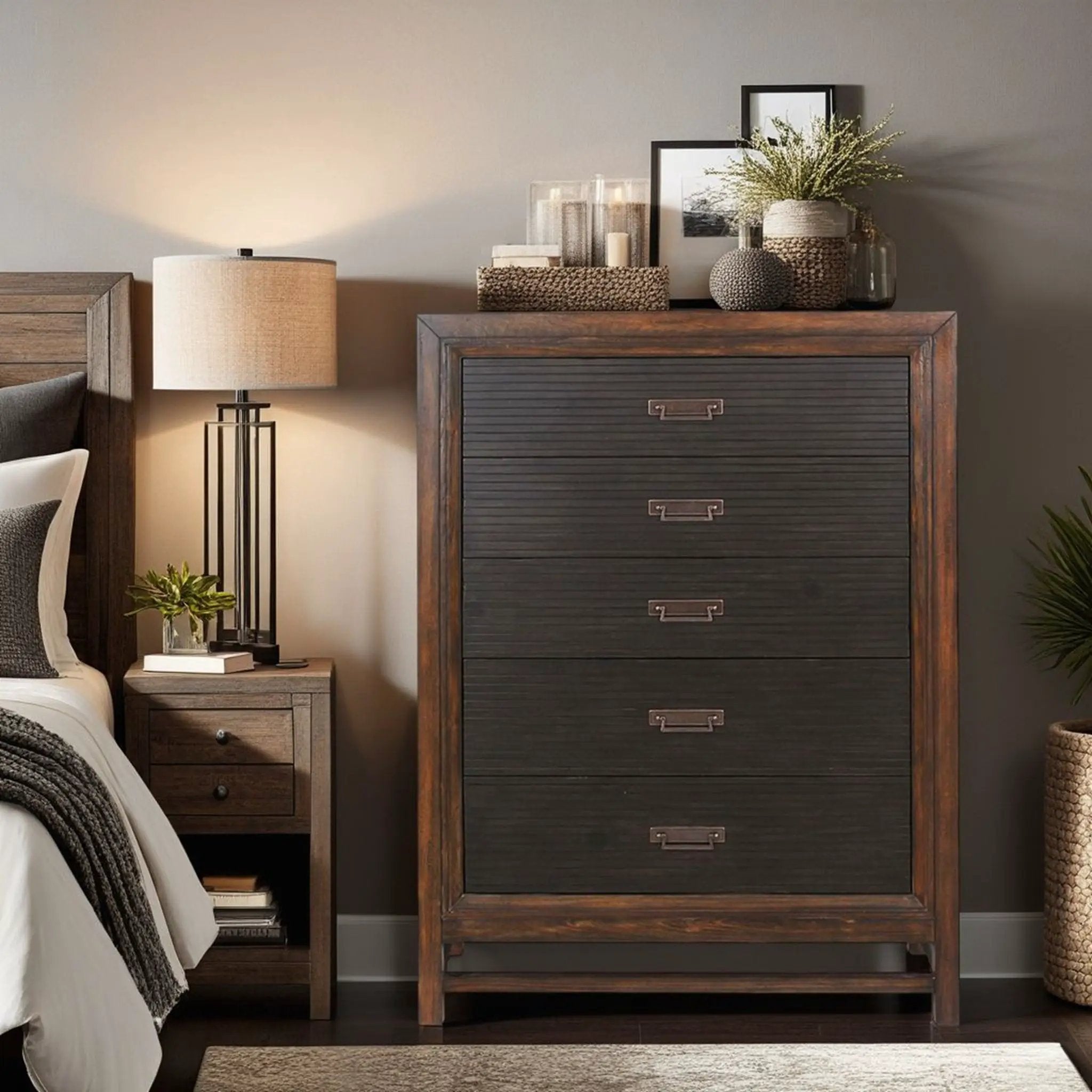 5 Drawer Chest, 2 Tone - Brown by Unique Piece Furniture