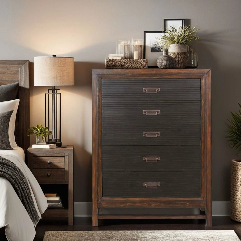 5 Drawer Chest, 2 Tone - Brown by HouseOfZazla