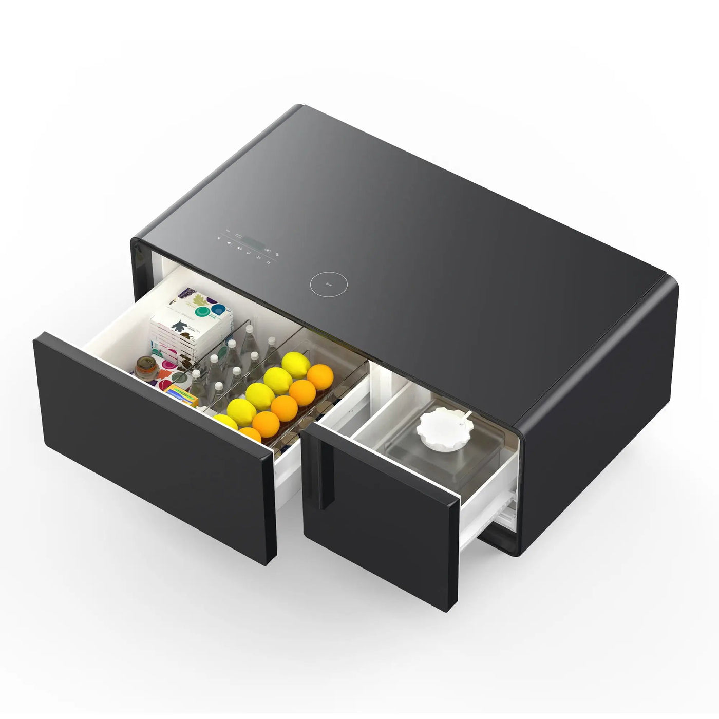 Modern Smart Coffee Table With Built-In Fridge - tooth Speaker, Wireless Charging, Touch Control Panel, USB Interface, Outlet Protection, Atmosphere Light by HouseOfZazla