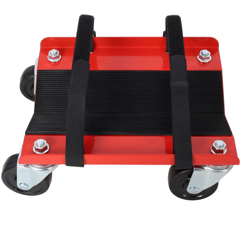 Heavy Duty Snowmobile Dolly V Slide With 2.5" Swivel Casters, Rubber Pad, 1500Lbs Capacity Steel - Red by HouseOfZazla