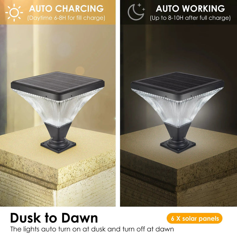 15" Black Outdoor Post Light - LED with Remote Control by HouseOfZazla