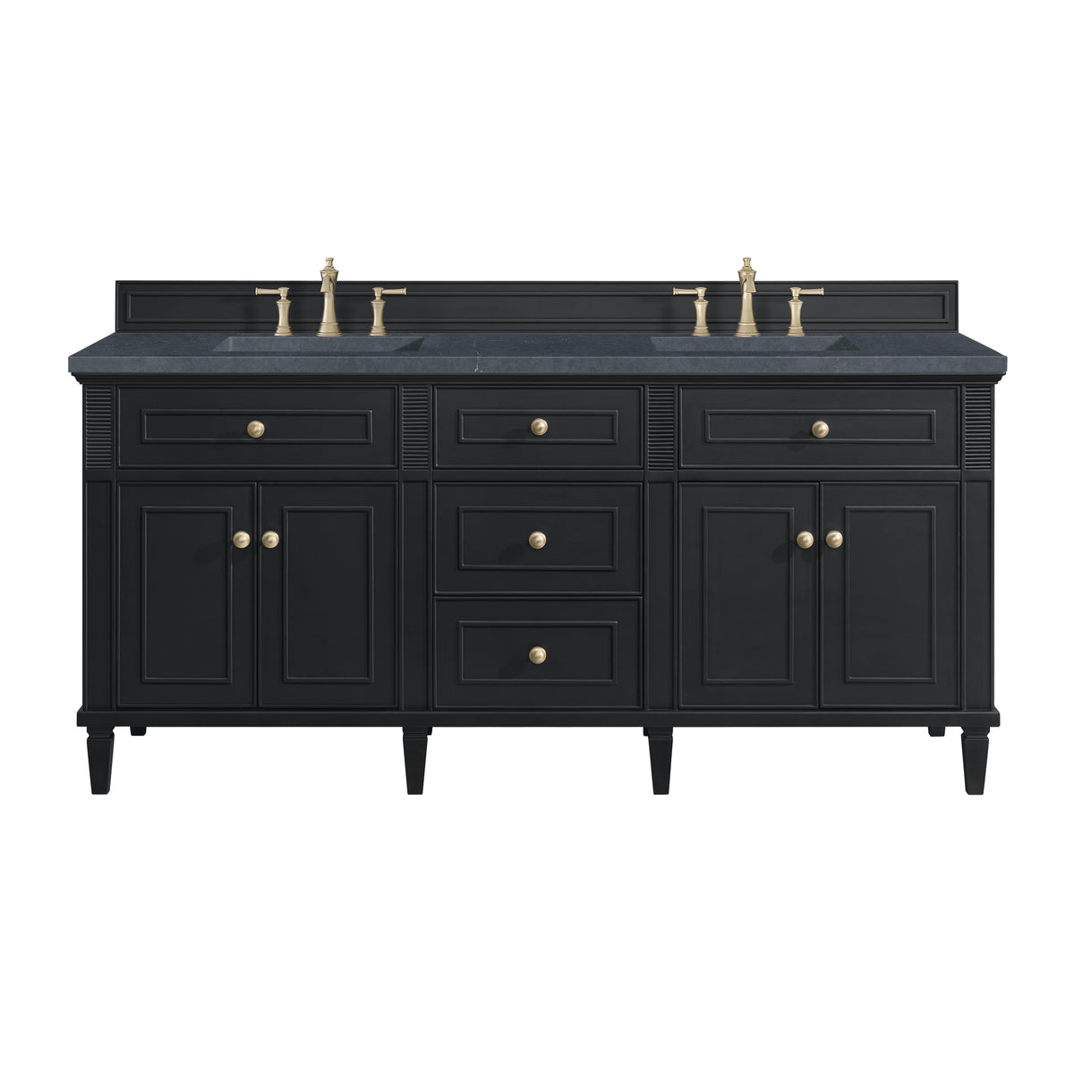 James Martin Lorelai 72" Double Bathroom Vanity, Black Onyx with Charcoal Soapstone countertop