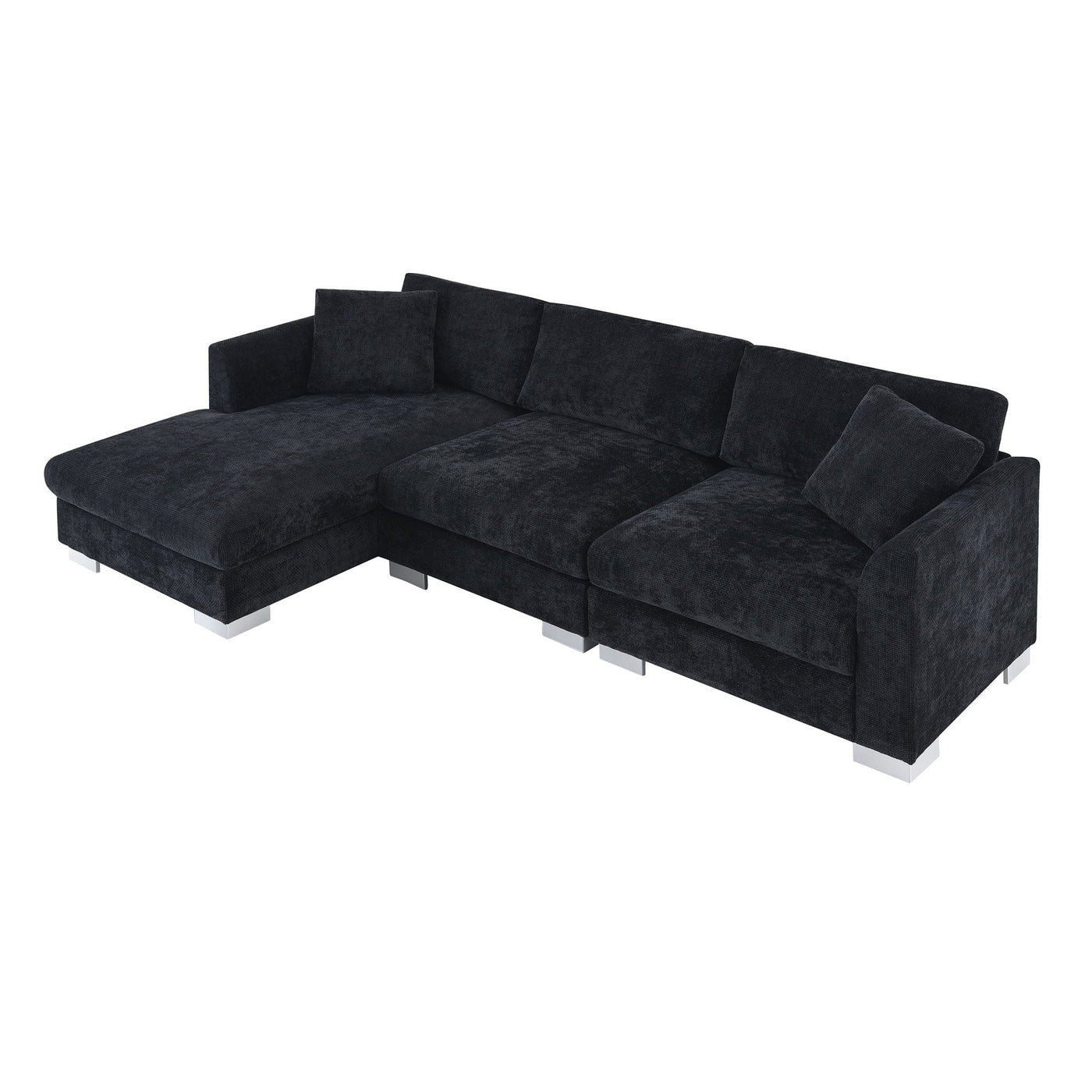 Modern Cloud Sectional Sofa L Shaped Luxury Couch Set With 2 Free Pillows 4 Seat With Oversized Chaise by Unique Piece Furniture