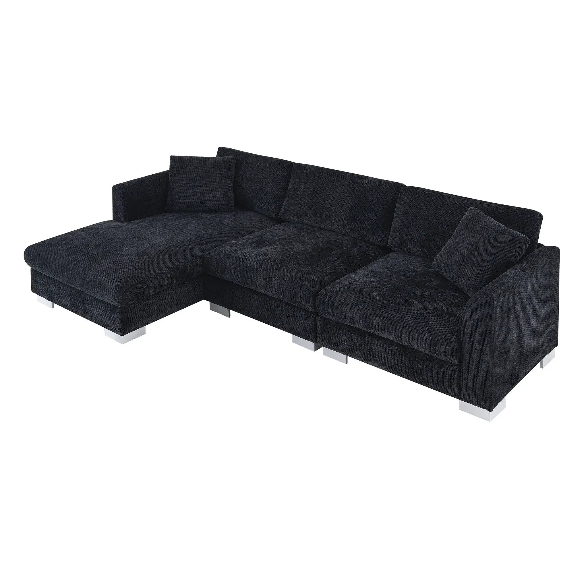 Modern Cloud Sectional Sofa L Shaped Luxury Couch Set With 2 Free Pillows 4 Seat With Oversized Chaise by HouseOfZazla