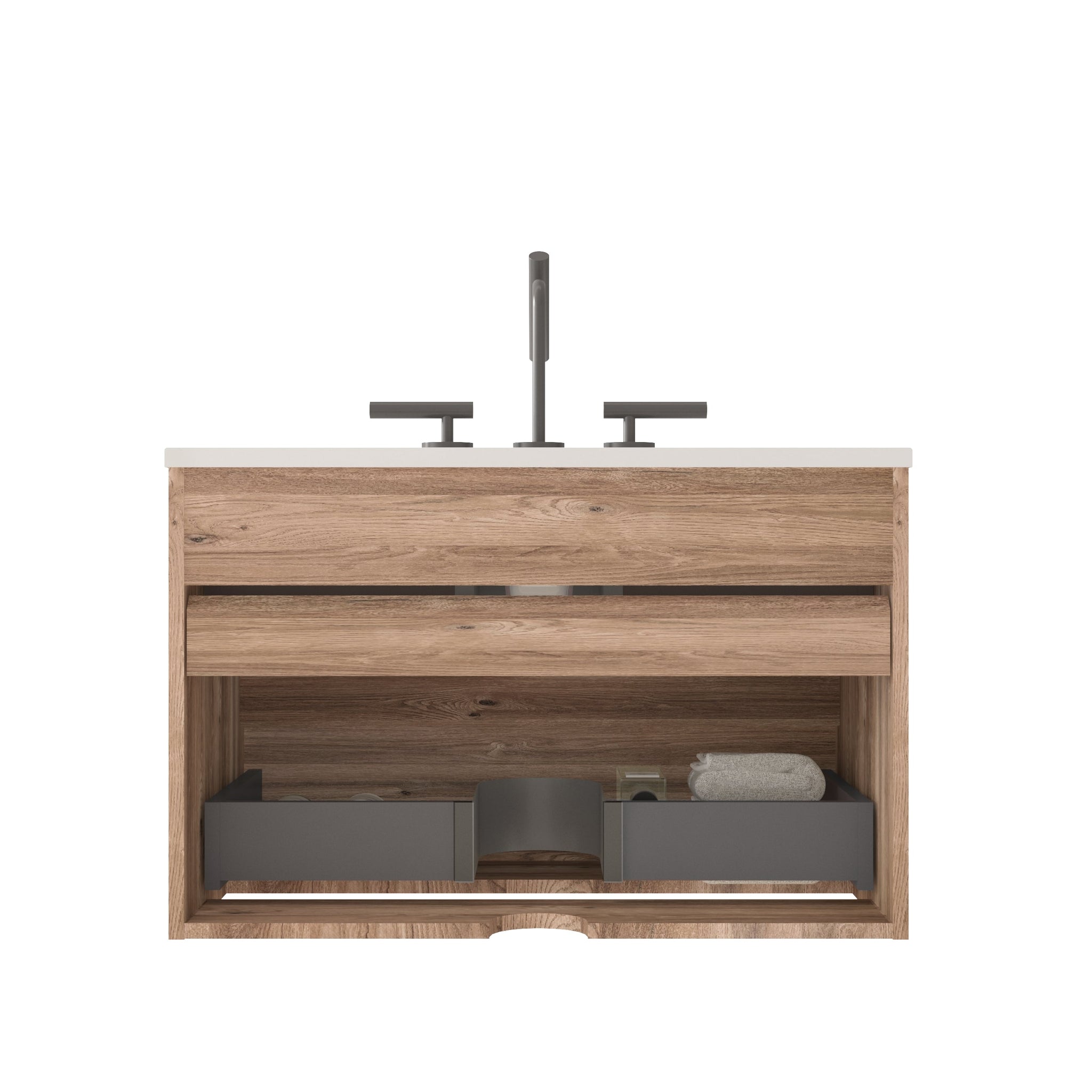 Gloria 30" Wall Mounted Rough Oak Bathroom Vanity by HouseOfZazla