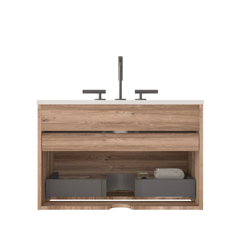 Gloria 30" Wall Mounted Rough Oak Bathroom Vanity by HouseOfZazla