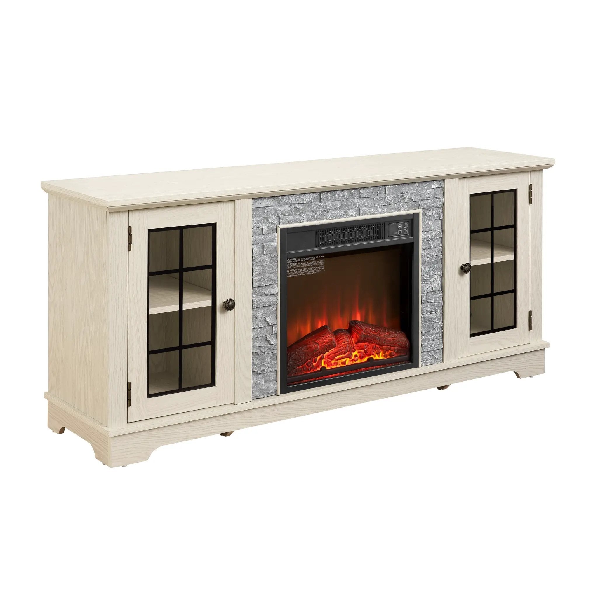 58" Modern TV Stand with Electric Fireplace and Storage by HouseOfZazla