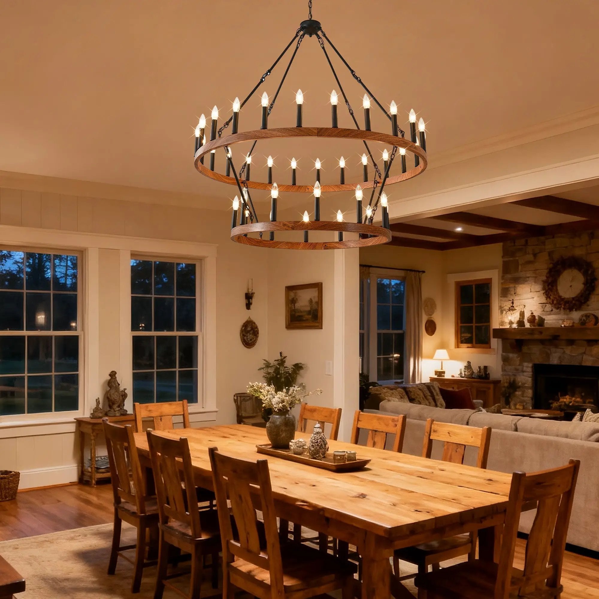 47.24 Inch Large Wagon Wheel Chandelier by HouseOfZazla
