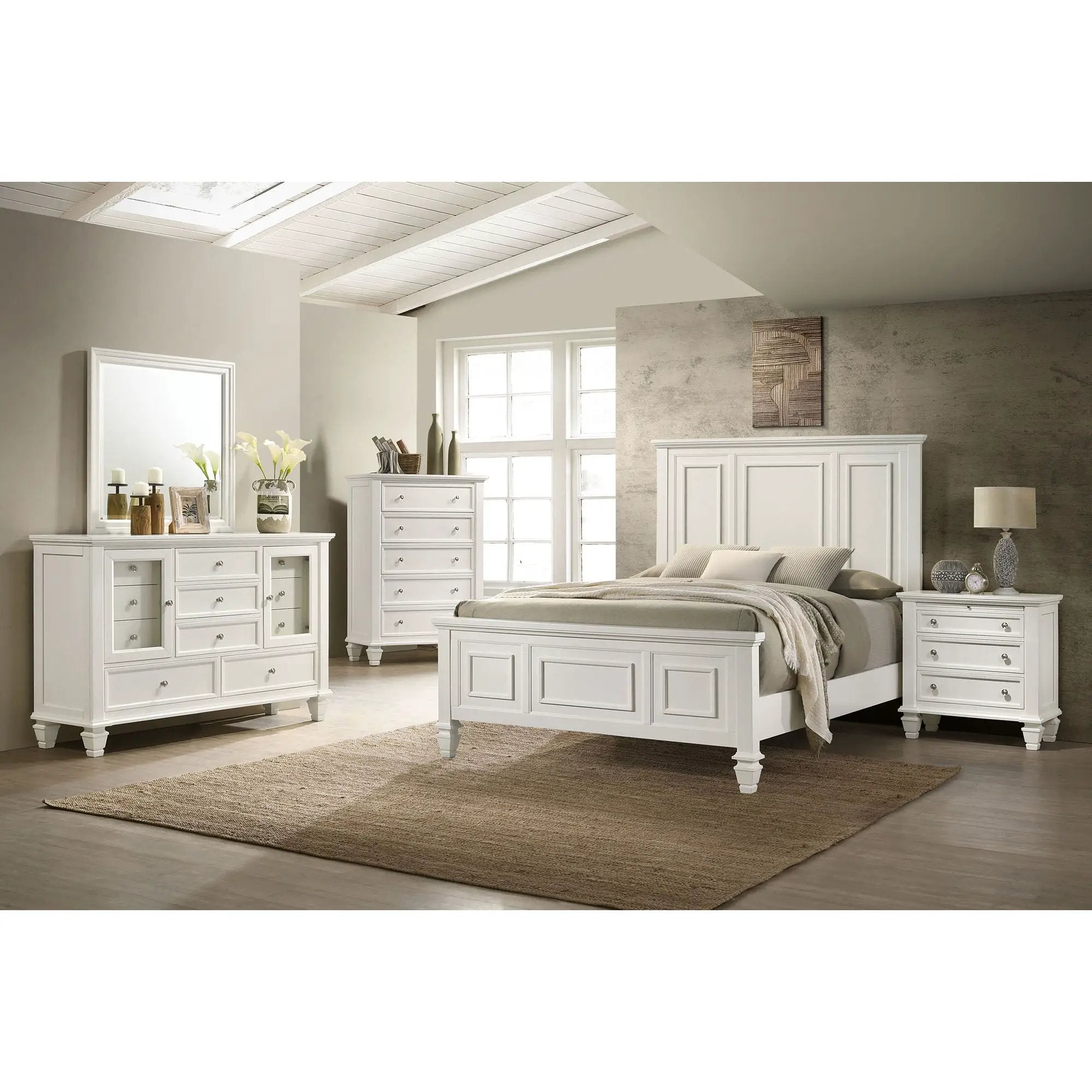 Copper - Queen Panel Bed With Structured Headboard And Slatted Design - White by HouseOfZazla