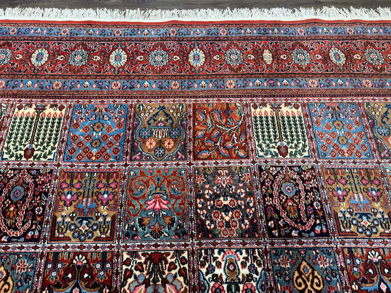 Wonderful Persian Qum Rug 10x13, Panel Design, Fine 260 KPSI, Signed, Red Multicolor by Jewel Rugs
