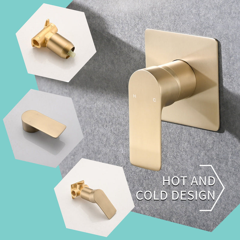 Modern Wall Mount Bathroom Sink Faucet With Waterfall Spout by HouseOfZazla