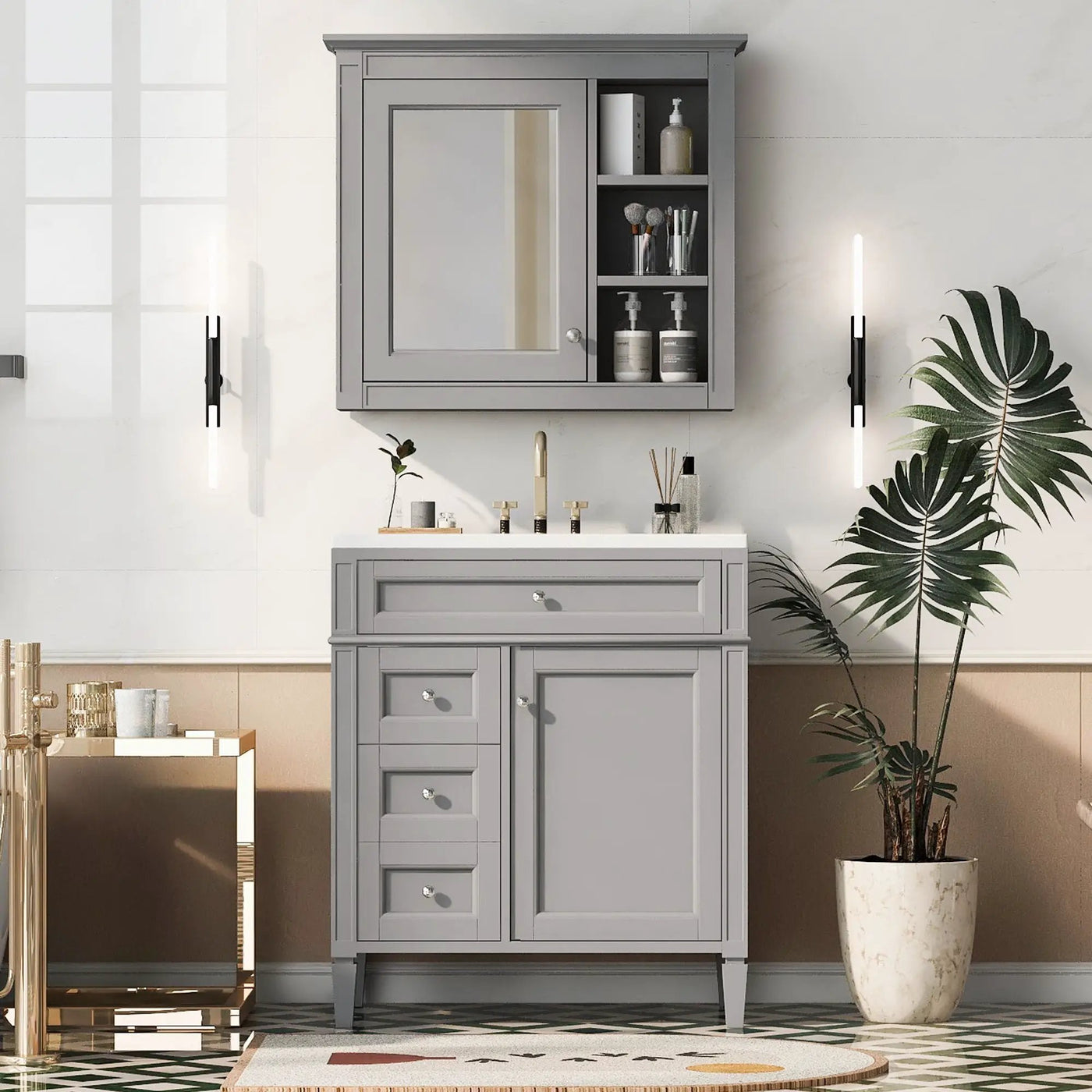 Bathroom Vanity With Medicine Cabinet and Storage by HouseOfZazla
